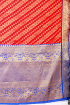 Red Silk Blend Woven Zari Design Abstract Saree with Unstitched Blouse - Hiral Fashion