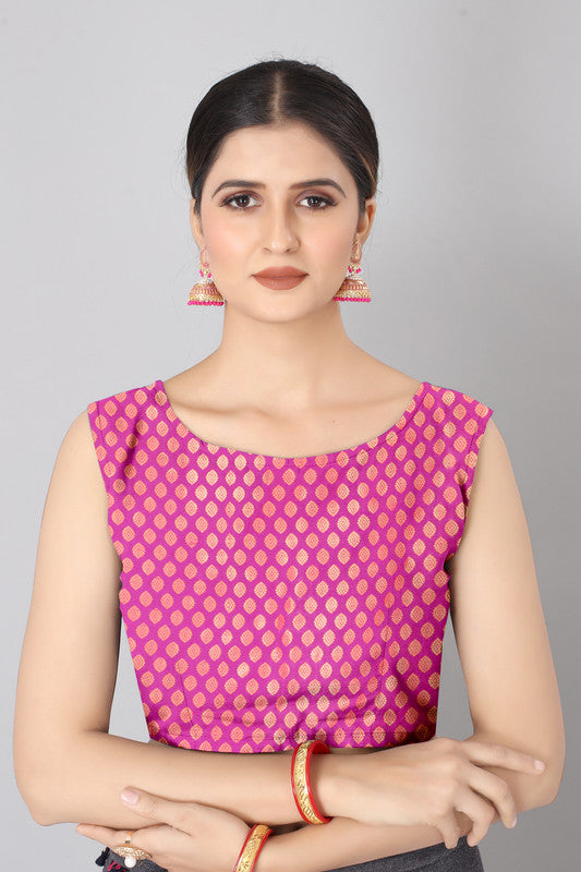 Navy Blue Banarasi Silk Woven Zari Design Striped Saree with Unstitched Blouse - Hiral Fashion