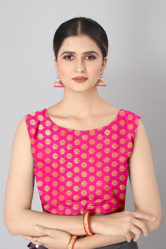 Yellow Silk Blend Woven Zari Design Striped Saree with Unstitched Blouse - Hiral Fashion