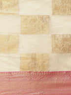 Beige Jute Silk Woven Zari Design Geomatric Saree with Unstitched Blouse - Hiral Fashion