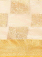 Beige Jute Silk Embellished Geomatric Saree with Unstitched Blouse - Hiral Fashion