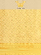 Beige Jute Silk Embellished Geomatric Saree with Unstitched Blouse - Hiral Fashion