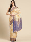 Beige Jute Silk Woven Zari Design Geomatric Saree with Unstitched Blouse - Hiral Fashion