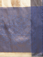 Beige Jute Silk Woven Zari Design Geomatric Saree with Unstitched Blouse - Hiral Fashion