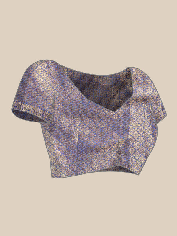 Beige Jute Silk Woven Zari Design Geomatric Saree with Unstitched Blouse - Hiral Fashion