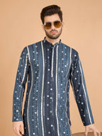 Vastranavya Grey Exclusive Festival Wear Pure Viscose Rayon Sequence & Foil Mirror Heavy Embroidered Work Kurta