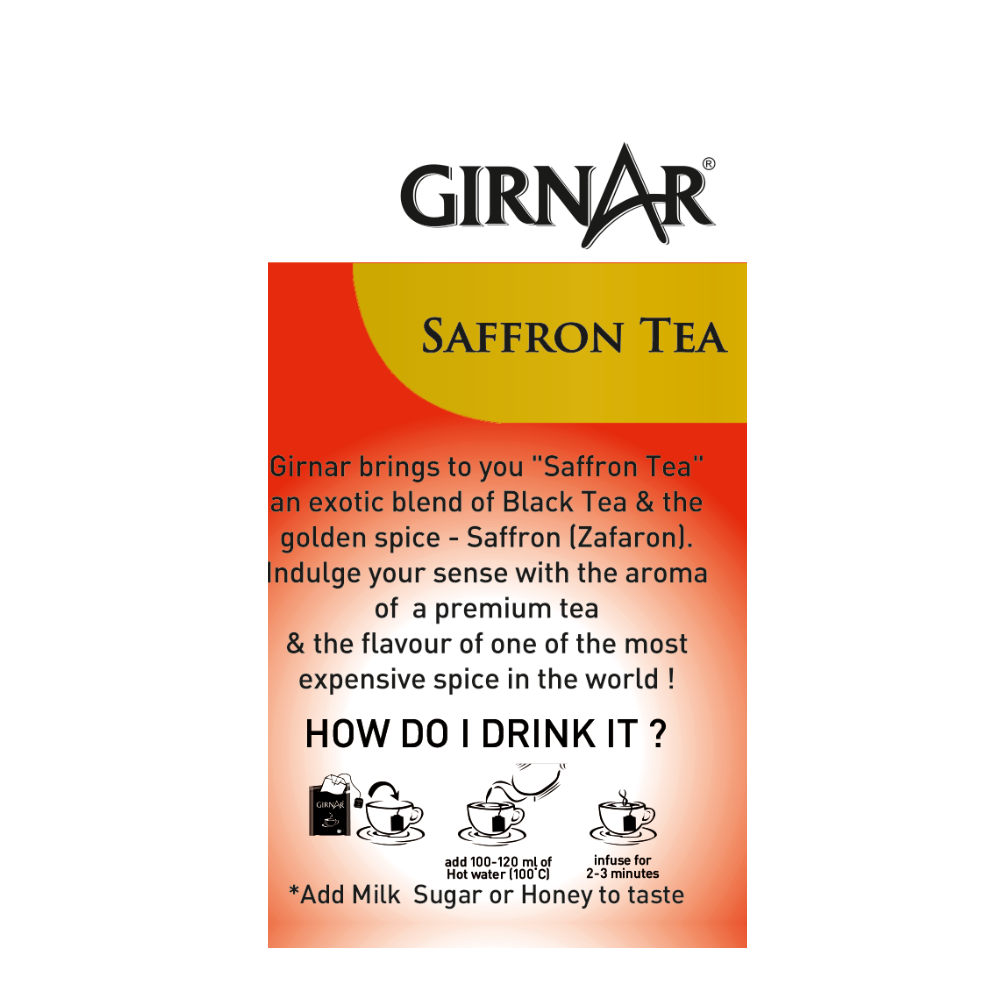 Girnar Black Tea Bags - Saffron - Distacart