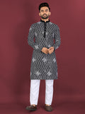 Neera Trendz Black Soft Silk Embroidered Men's Kurta Pyjama