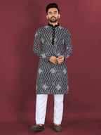Neera Trendz Black Soft Silk Embroidered Men's Kurta Pyjama