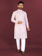 Neera Trendz Pink Soft Silk Embroidered Men's Kurta Pyjama