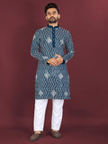 Neera Trendz Teal Soft Silk Embroidered Men's Kurta Pyjama