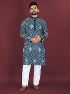 Neera Trendz Teal Soft Silk Embroidered Men's Kurta Pyjama