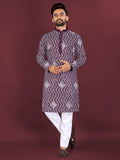 Neera Trendz Wine Soft Silk Embroidered Men's Kurta Pyjama