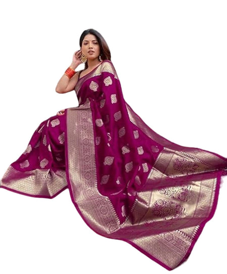 Vamika Weaving Banarasi Jacquard Purple Kanjivaram Saree