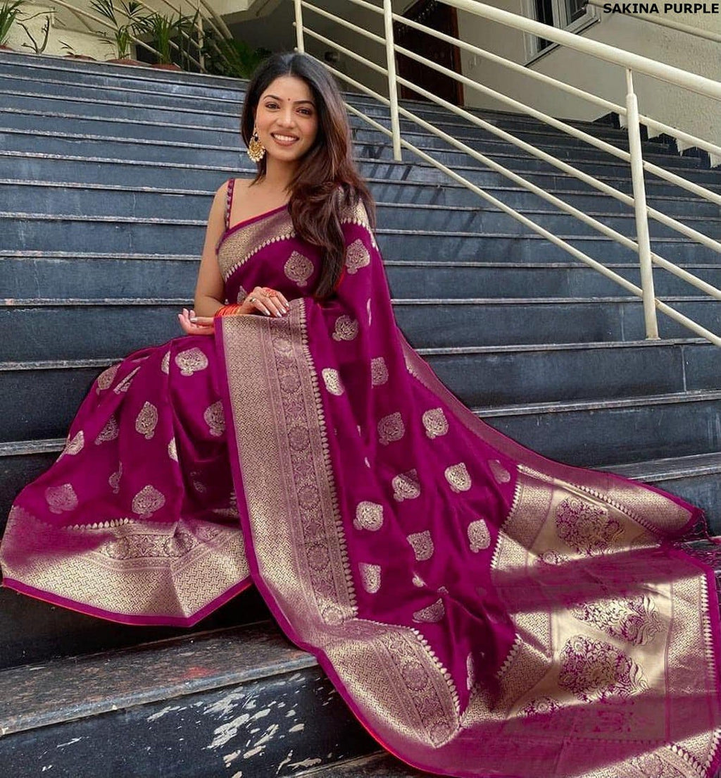 Vamika Weaving Banarasi Jacquard Purple Kanjivaram Saree - Distacart