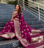 Vamika Weaving Banarasi Jacquard Purple Kanjivaram Saree - Distacart