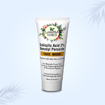Luxura Sciences Salicylic Acid 2% Face Wash with Niacinamide, Benzoyl Peroxide, Aloe Vera & Tea Tree