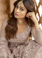Vegaa Fashion Onion Pink Net Embroidered Anarkali Suit