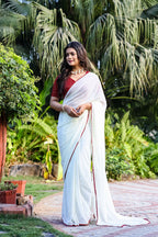 Teeya Creation Off White Color Georgette Fabric ready To Wear Saree