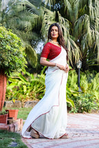 Teeya Creation Off White Color Georgette Fabric ready To Wear Saree
