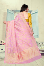 Vedant Vastram Litchi Silk Designer Banarasi Saree - Pink