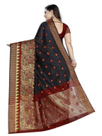 Vamika Banarasi Jaquard Black & Red Weaving Saree