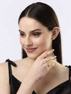 NVR Women Gold-Polished Circular Adjustable Finger Ring