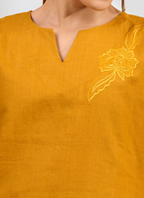 Joban Fashion Yellow Cotton, Linen Embroidered Readymade Cord Set - Distacart