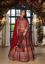 Women's Wedding Traditional Multi Dull Satin Lehenga Choli - Kaushlya