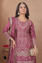 Teeya Creation Dark Onion Color Natural Crepe Silk Wedding Wear Trending Salwar Suit - Distacart
