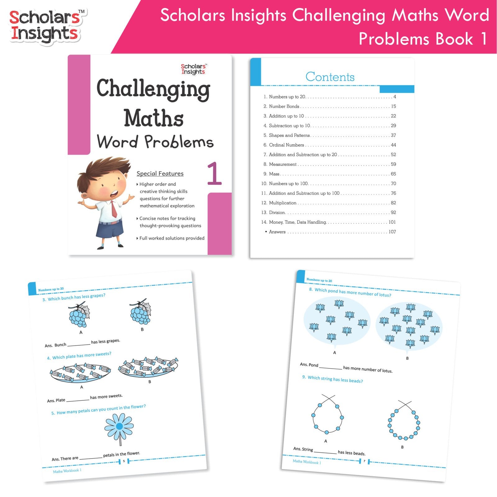 Scholars Insight Combo Set of Mathematics Workbooks For Grade 1| Set of 3| Problem Solving Book for Kids - Distacart
