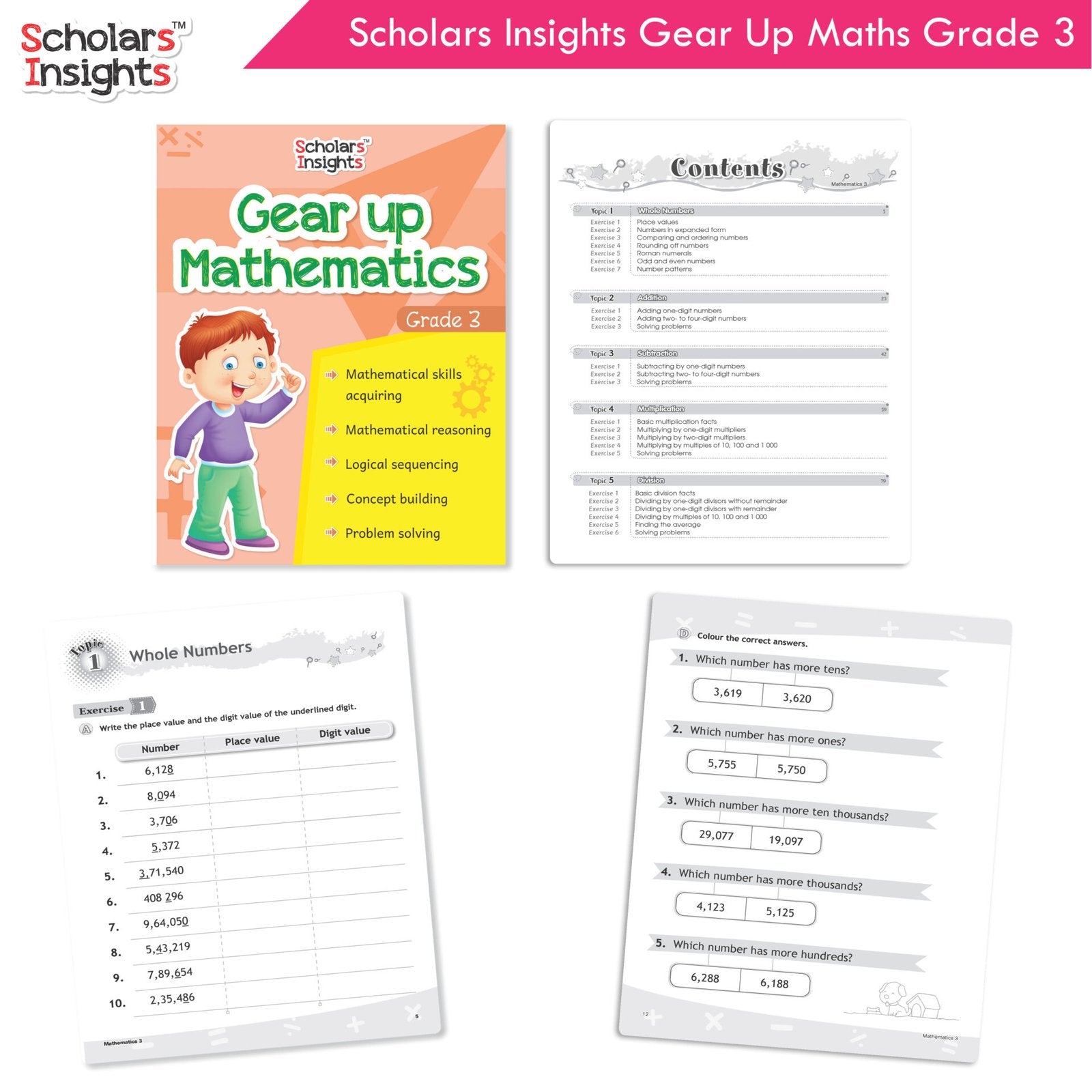 Scholars Insight Combo Set of Mathematics Workbooks For Grade 3| Set of 3| Problem Solving Book for Kids - Distacart