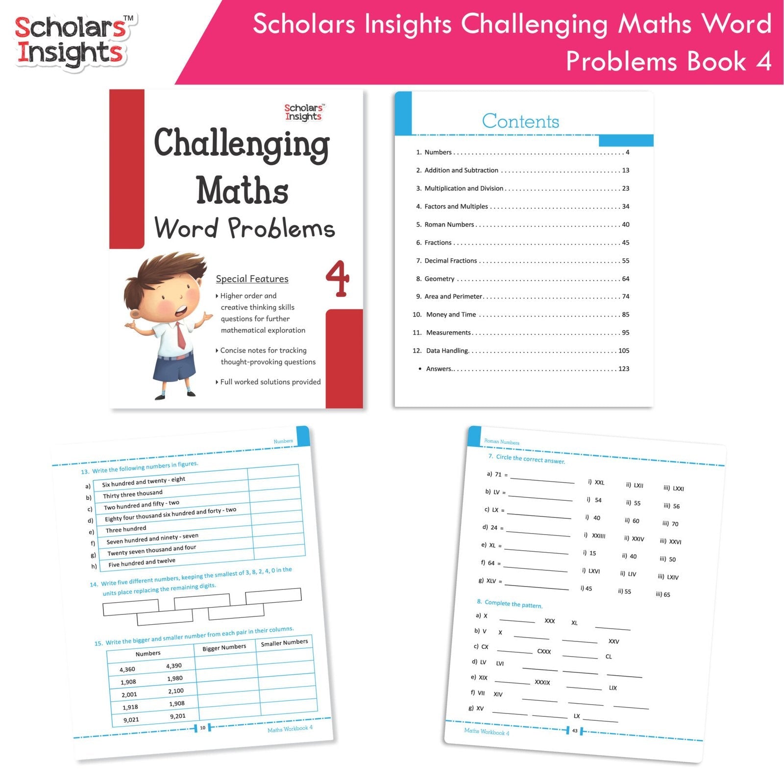 Scholars Insight Combo Set of Mathematics Workbooks For Grade 4| Set of 3| Problem Solving Book for Kids - Distacart