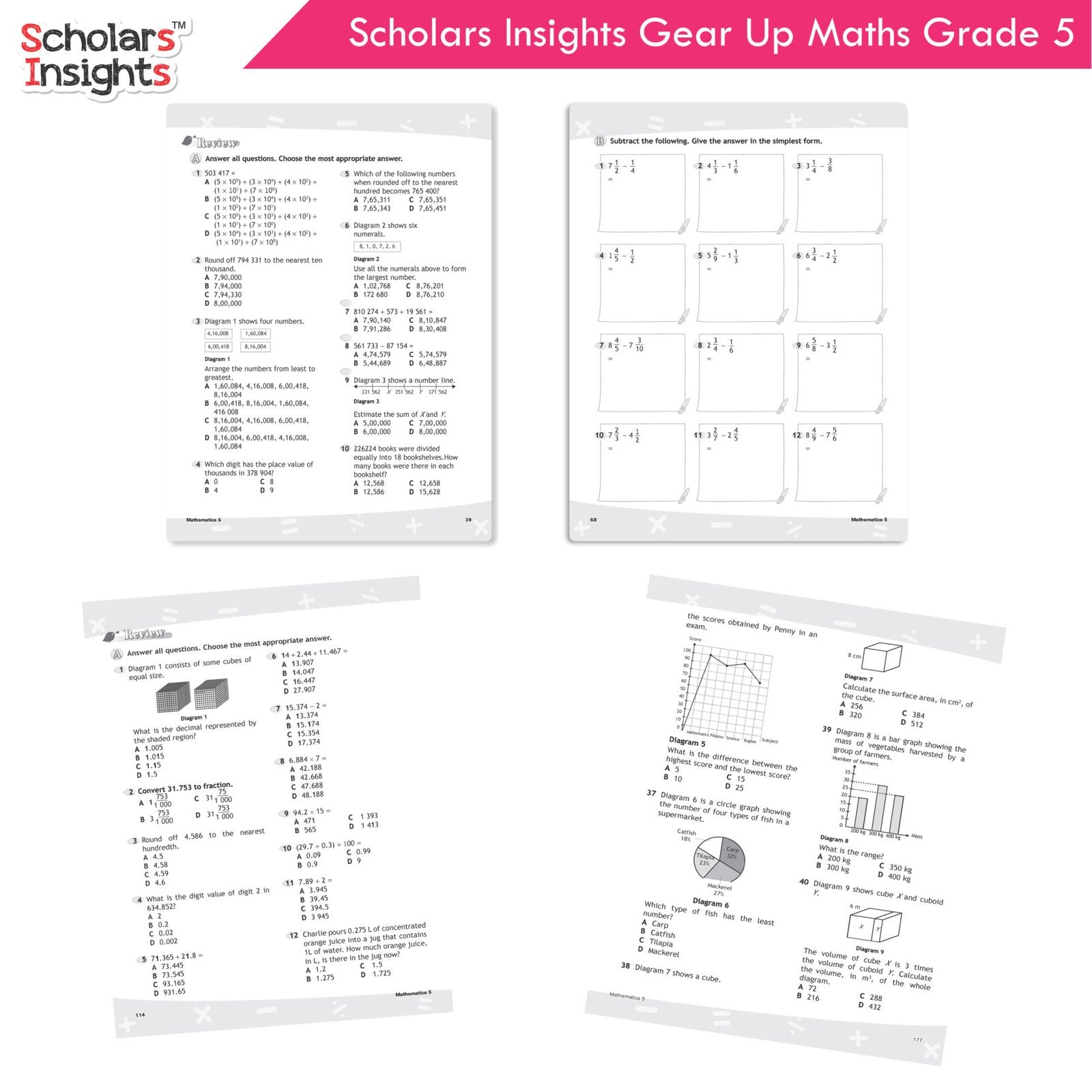 Scholars Insight Combo Set of Mathematics Workbooks For Grade 5| Set of 3| Problem Solving Book for Kids - Distacart