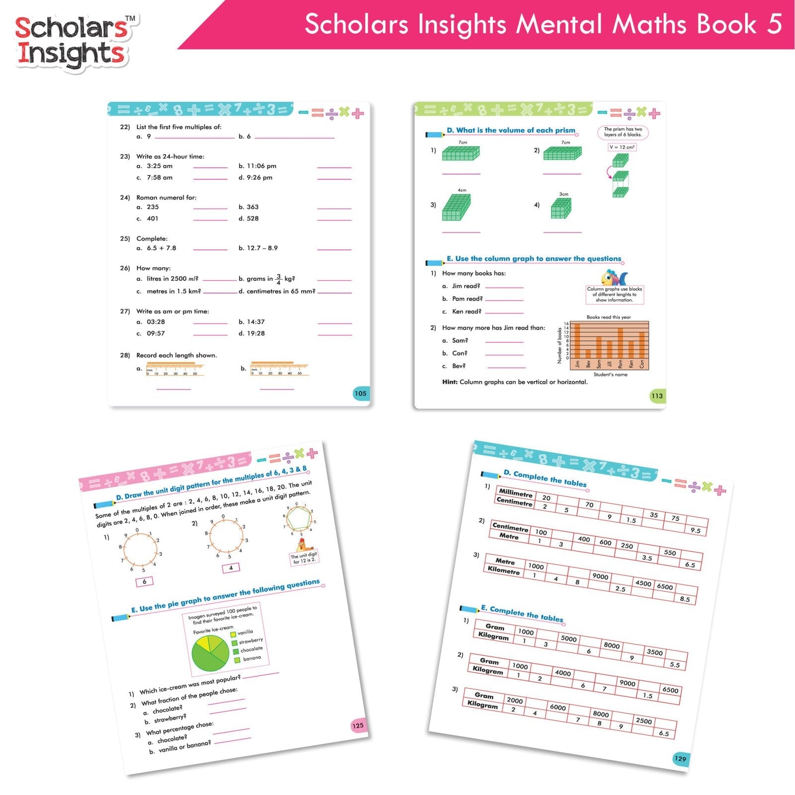 Scholars Insight Combo Set of Mathematics Workbooks For Grade 5| Set of 3| Problem Solving Book for Kids - Distacart