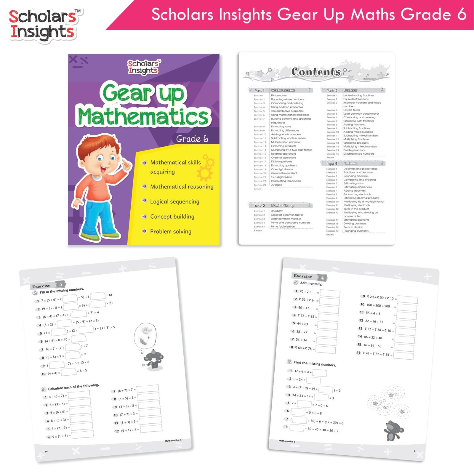 Scholars Insight Combo Set of Mathematics Workbooks For Grade 6| Set of 3| Problem Solving Book for Kids - Distacart