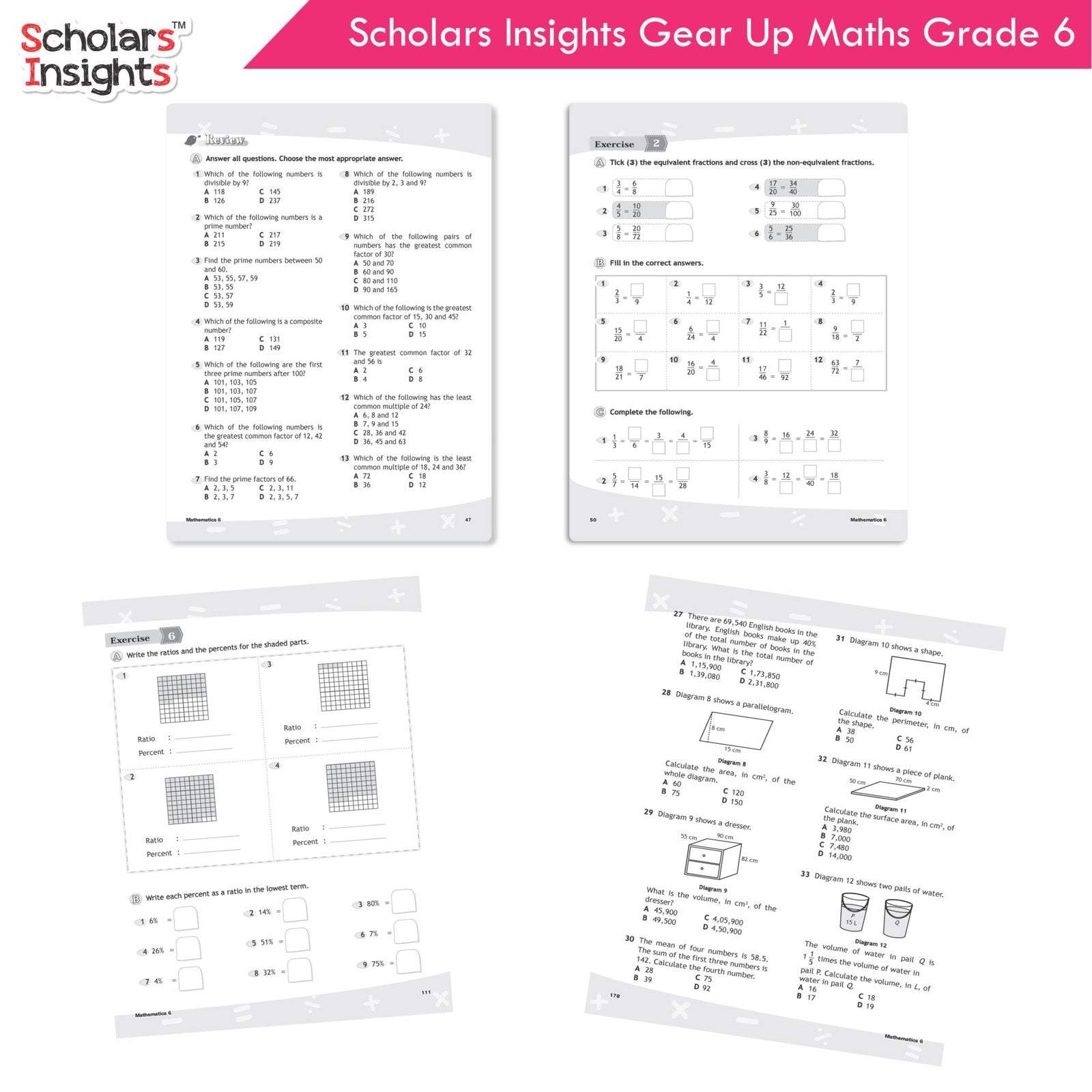 Scholars Insight Combo Set of Mathematics Workbooks For Grade 6| Set of 3| Problem Solving Book for Kids - Distacart