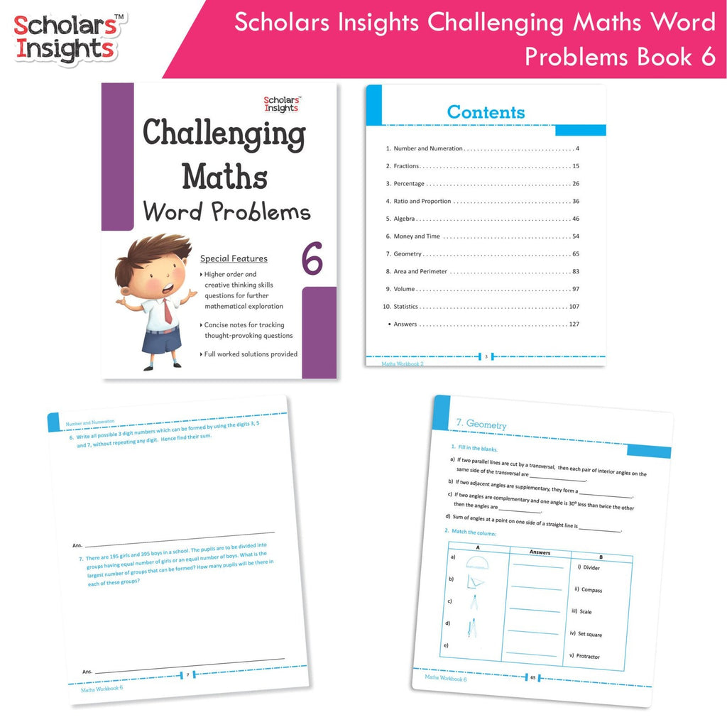 Scholars Insight Combo Set of Mathematics Workbooks For Grade 6| Set of 3| Problem Solving Book for Kids - Distacart