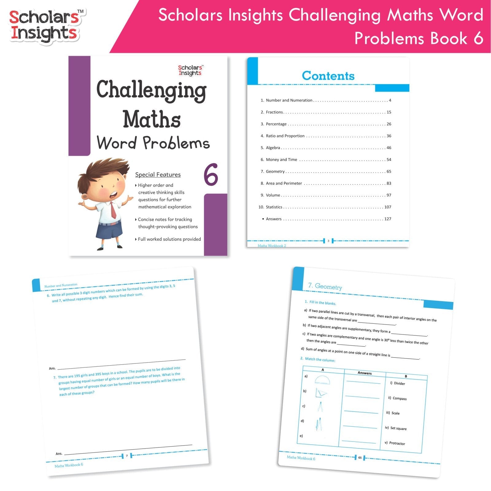 Scholars Insight Combo Set of Mathematics Workbooks For Grade 6| Set of 3| Problem Solving Book for Kids - Distacart