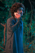 Teal Blue Mirror Designer Men's Kurta from movie DJ Tillu by Hilo Design