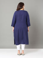 Sztori Plus Size Floral Yoke Design Sequinned Straight Kurta
