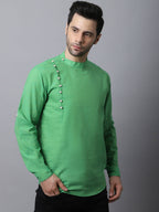 Even Apparels Green Pure Cotton Kurta With Side Placket - Distacart