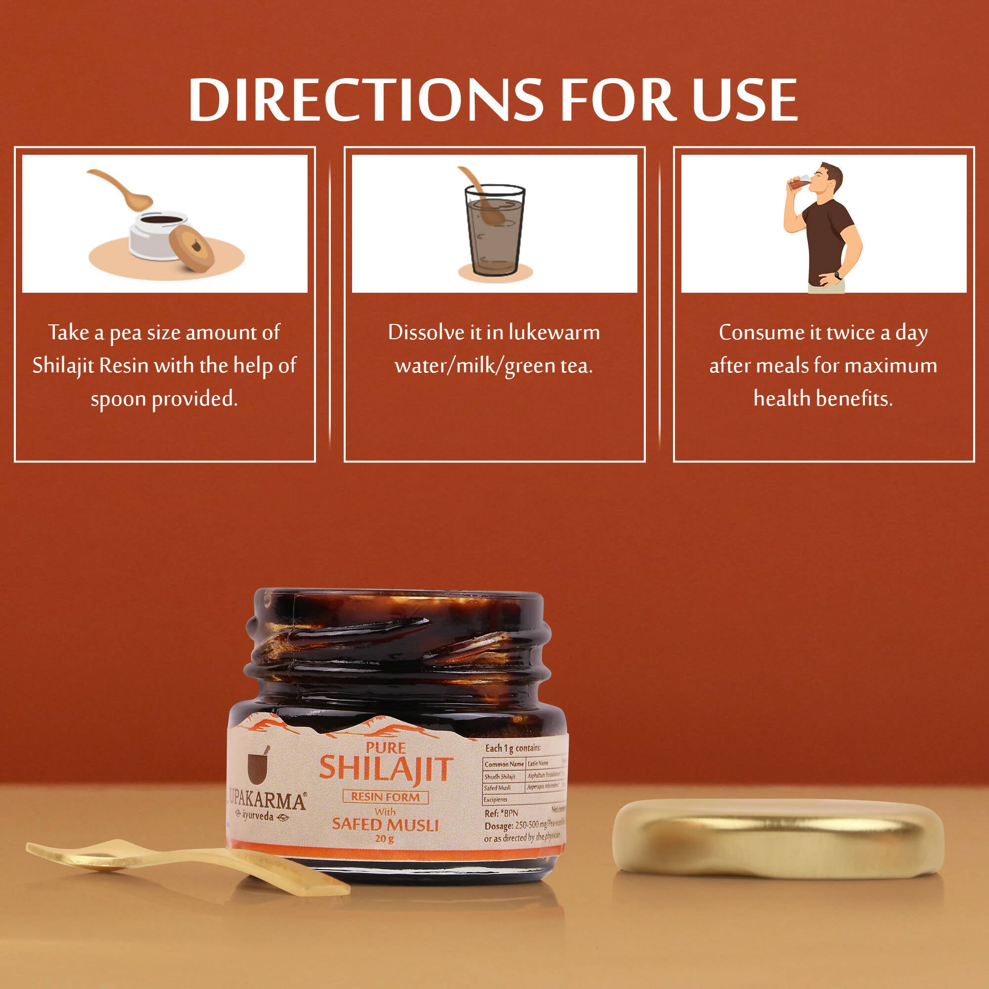 Upakarma Ayurveda Pure SJ Resin with Safed Musli & Pure SJ Resin with Gold Dust Combo - Distacart