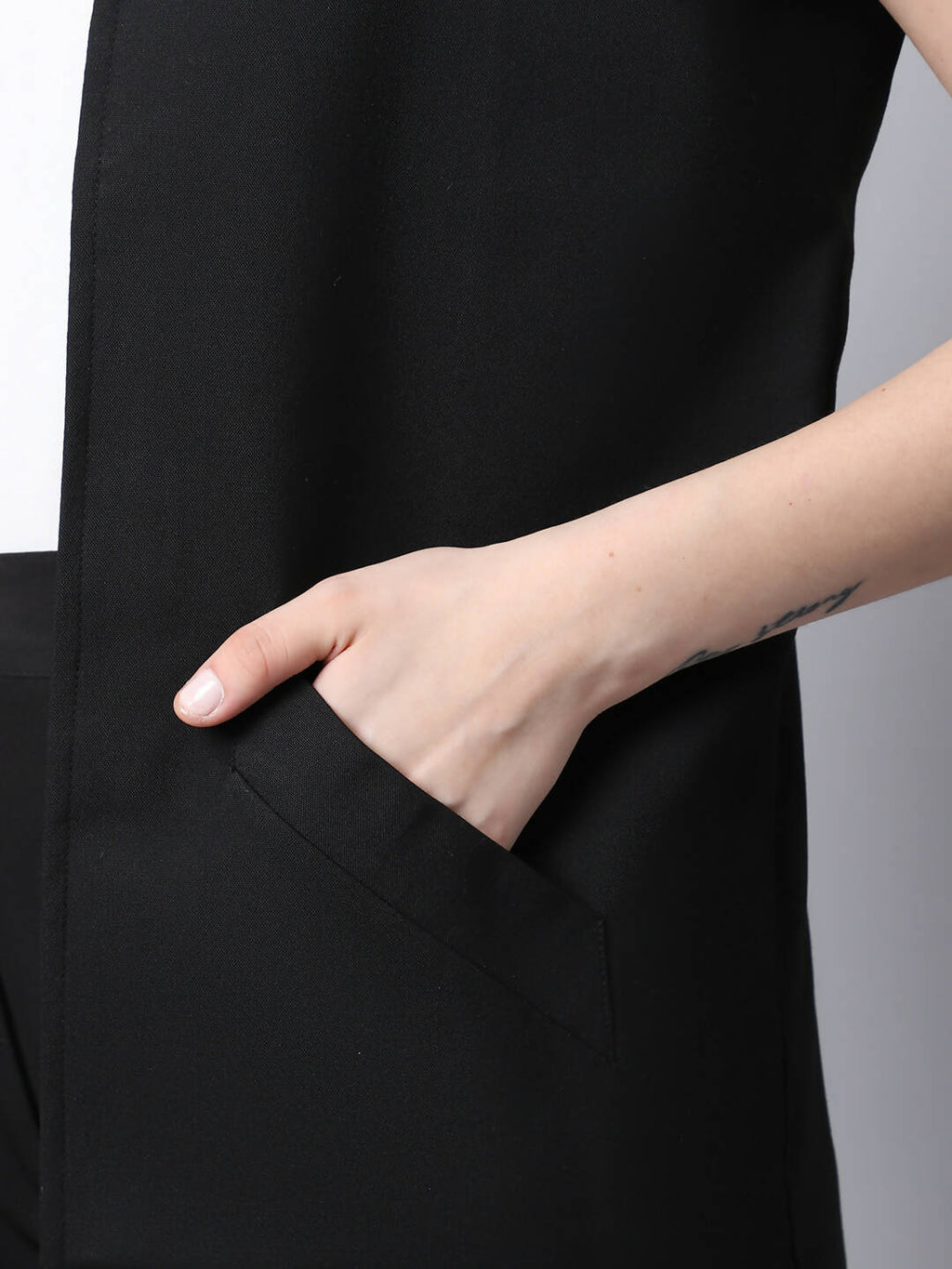 Even Apparels Black Polywool Open Front Women's Long Coat PW668 - Distacart