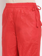 Myshka Women's Red Cotton Solid Casual Palazzo