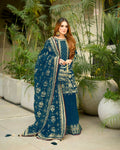 Teeya Creation Teal Faux georgette Designer heavy work Wedding Wear Palazzo pair - Distacart