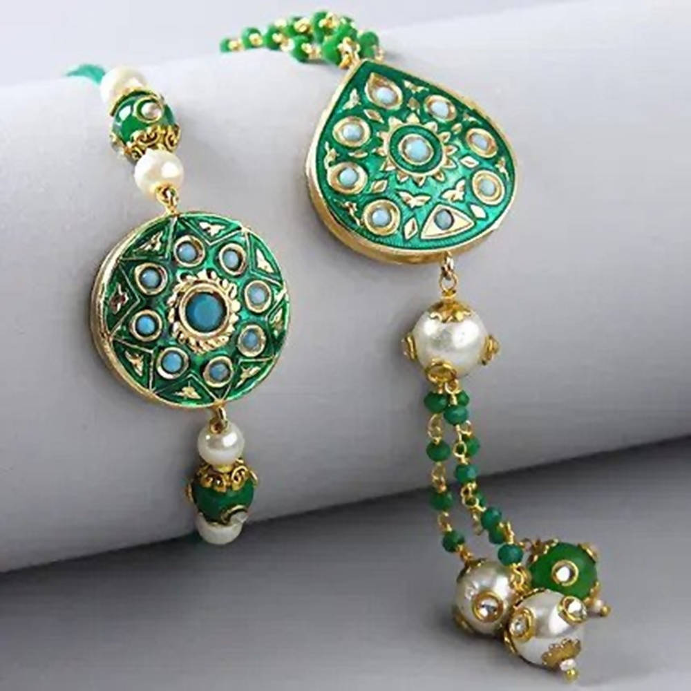 Bhaiya Bhabhi Meenakari Rakhi Set And Dry Fruits - Distacart