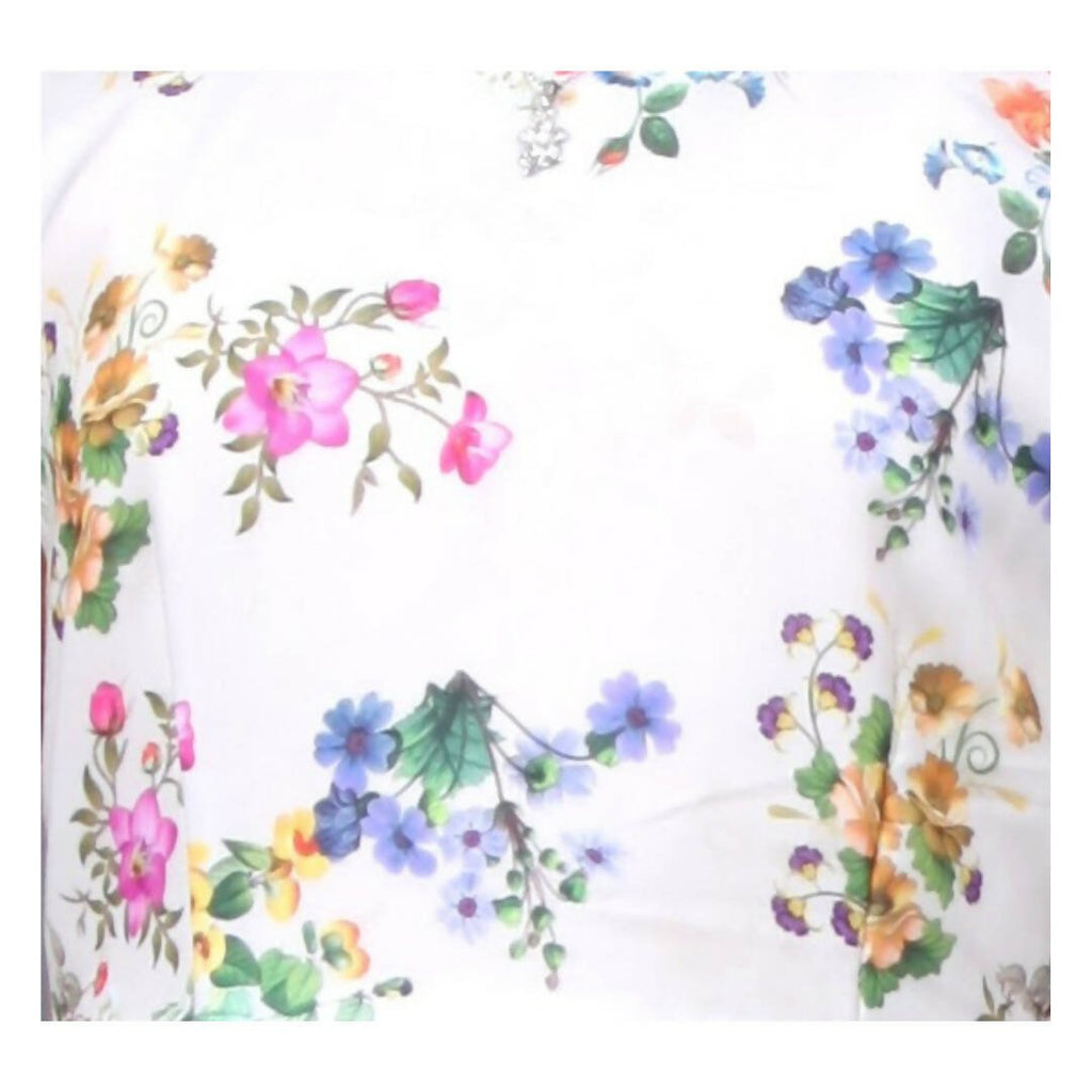 Akarshan Cotton Blend Floral Barbie Frock With Three Layered White Net - Cream & White