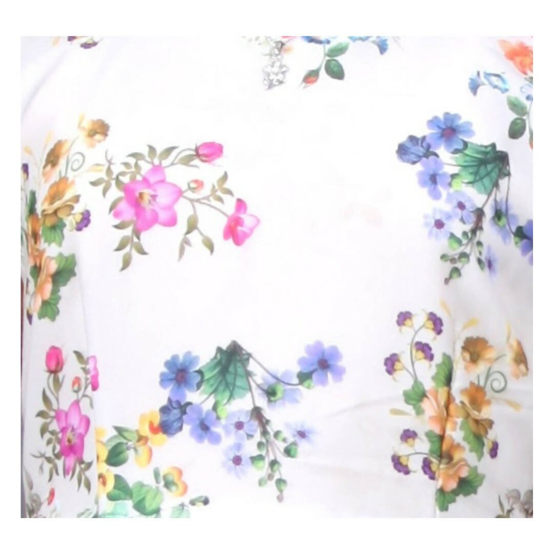 Akarshan Cotton Blend Floral Barbie Frock With Three Layered White Net - Cream & White