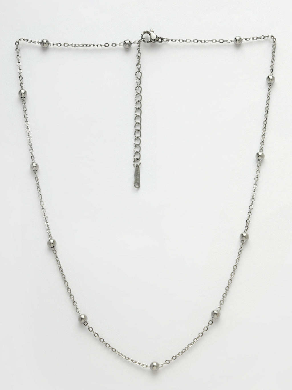NVR Women's Silver-Toned Artificial Beads German Silver Oxidised Chain